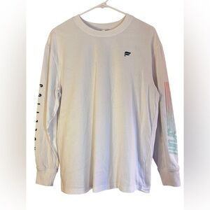 Fabletics White Long Sleeve Tee with Graphic Accents